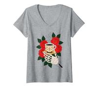 Donna Gothic Romance Flowers Gardener Giardinaggio Libri Tea Maglietta con Collo a V