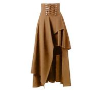 Donna Gotico Steampunk- Gonna Rinascimentale da Donna con Volant Vittoriano Maxi Gonna A Pieghe Vintage Vittoriana Linea Ad A Gonna Lunga Vintage A Vita Alta Orlo in Pizzo Cosplay Gonna Irregolare