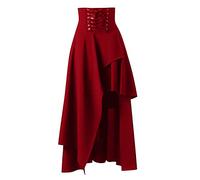 Donna Gotico Steampunk- Gonna Rinascimentale da Donna con Volant Vittoriano Maxi Gonna A Pieghe Vintage Vittoriana Linea Ad A Gonna Lunga Vintage A Vita Alta Orlo in Pizzo Cosplay Gonna Irregolare