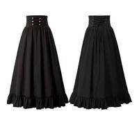 Donna Gotico Vittoriano Gonne Midi Steampunk Zip a-Line Increspatura Party Retro