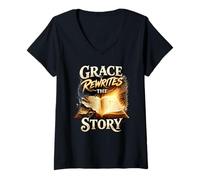 Donna Grace riscrive la Storia. perdonato e Libero Maglietta con Collo a V
