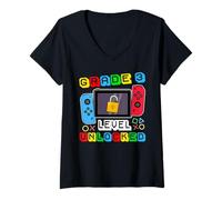 Donna Grade 3 Level Unlocked Gamer Back to School Boy Maglietta con Collo a V