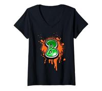 Donna Graffiti Lettera B Drip Street Art Design Maglietta con Collo a V