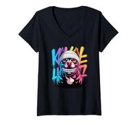 Donna Graffiti Style Art Exotic Bully Bulldog Bulldogs Maglietta con Collo a V