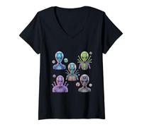 Donna Grafica 3D Alieni Mi Piacciono Gli Alieni più di Persone Sono Alieno Maglietta con Collo a V