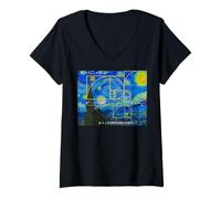 Donna Grafica a Spirale Matematica della Sequenza Aurea della Sequenza di Van Gogh Fibonacci Maglietta con Collo a V