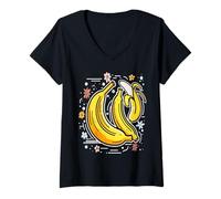 Donna Grafica Amante della Banana da Donna per Chi AMA Le Banane Maglietta con Collo a V