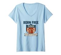 Donna Grafica americana divertente con scritta "Born Free But Now I'm Expensive USA" Maglietta con Collo a V