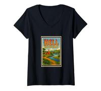 Donna Grafica artistica retrò vintage Hell Michigan Mi Ann Arbor Howell Maglietta con Collo a V