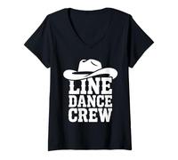 Donna Grafica Ballo in Linea Western Cappello Cowboy Maglietta con Collo a V