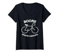 Donna Grafica Biking Boone North Carolina Maglietta con Collo a V