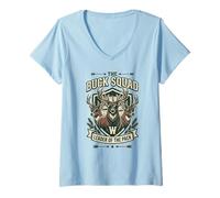 Donna Grafica Buck Squad Leader of The Pack, Funny Deer Hunter Maglietta con Collo a V