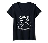 Donna Grafica Cary Carolina del Nord in Bicicletta Maglietta con Collo a V