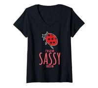 Donna Grafica Coccinella I've Got My Sassy On Costume Bug Maglietta con Collo a V