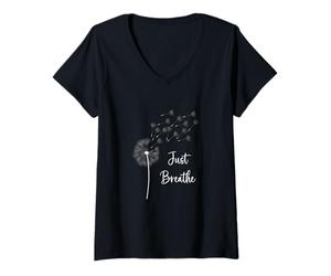 Donna Grafica Dandelion Just Breathe Wildflower Esprimi Un Desiderio Maglietta con Collo a V