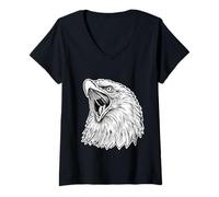 Donna Grafica dell'aquila patriottica Che urla Maglietta con Collo a V