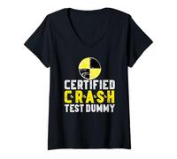 Donna Grafica divertente certificata per crash test di incidente stradale Maglietta con Collo a V