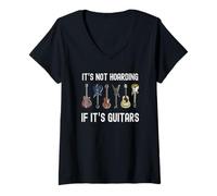 Donna Grafica divertente per chitarristi con scritta "It's Not Hoarding If It's Guitars" Maglietta con Collo a V