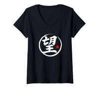 Donna Grafica giapponese con parole Kanji "Hope" Maglietta con Collo a V