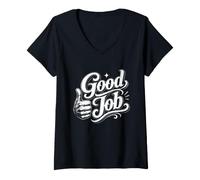 Donna Grafica Good Job Maglietta con Collo a V