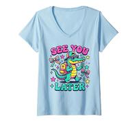 Donna Grafica Groovy Alligator Student Addio Maglietta con Collo a V