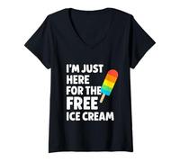 Donna Grafica I'm Just For Free Gelato Maglietta con Collo a V