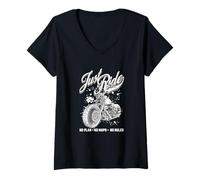 Donna Grafica Just Ride Motorcycle, Design Cruiser, Vicla Chopper Maglietta con Collo a V