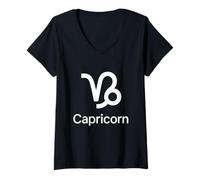 Donna Grafica minima dello zodiaco del Capricorno Maglietta con Collo a V