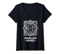 Donna Grafica Offline Analog Mind Digital Detox scollegata Maglietta con Collo a V