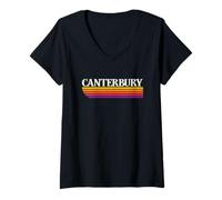 Donna Grafica retrò Canterbury England - Canterbury UK Maglietta con Collo a V