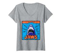 Donna Grafica retrò Jaws Shark 1975 Maglietta con Collo a V
