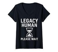 Donna Grafica retrò Riflettente Legacy Human Hourglass Maglietta con Collo a V
