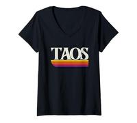 Donna Grafica retrò Taos New Mexico - Taos NM Maglietta con Collo a V