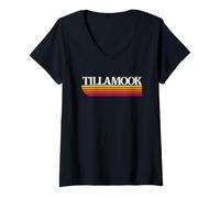 Donna Grafica retrò Tillamook Oregon - Tillamook OR Maglietta con Collo a V