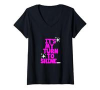 Donna Grafica Rosa My Turn To Shine Rosa Maglietta con Collo a V
