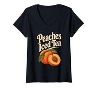 Donna Grafica Souvenir retrò con tè Freddo alla Georgia Peaches Maglietta con Collo a V