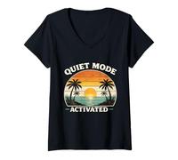 Donna Grafica Tropicale della Spiaggia Rilassata attivata dalla modalità tranquilla Maglietta con Collo a V