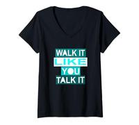 Donna Grafica turchese Walk/Talk IT Turchese Maglietta con Collo a V
