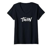 Donna Grafica Twin Modern Slang Bold Minimalist Best Friend Maglietta con Collo a V