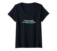 Donna Grafica verde acqua chiaro Keep It Moving Light Teal Aqua Maglietta con Collo a V