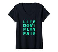 Donna Grafica verde acqua verde acqua chiaro con scritta "Don't Play Fair" Maglietta con Collo a V