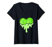 Donna Grafica verde che scioglie Ya Heart-LOVE verde Maglietta con Collo a V