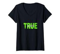 Donna Grafica Verde Stay True Green Maglietta con Collo a V