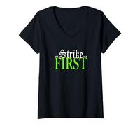 Donna Grafica Verde Strike Verde Maglietta con Collo a V