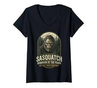 Donna Grafica Vintage del Pacifico Nord-Occidentale del Sasquatch Guardian Peaks Maglietta con Collo a V