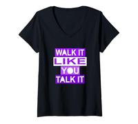 Donna Grafica viola Walk/Talk IT Viola Maglietta con Collo a V