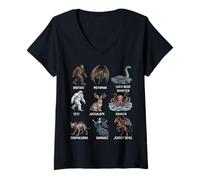 Donna Grafico dei criptidi Folklore Cryptid Creature Mitiche Maglietta con Collo a V