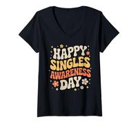 Donna Grafico della Celebrazione della Giornata di sensibilizzazione dei Single Maglietta con Collo a V