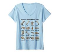 Donna Grafico delle Ossa di Dinosauro fossilizzate Paleontologia Preistorica Maglietta con Collo a V