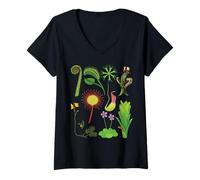 Donna Grafico delle Piante Carnivore Venus Flytrap, pianta brocca Maglietta con Collo a V
